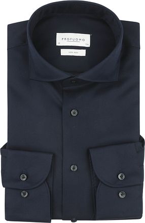 Profuomo Twill Skjorte Med Ekstra Lange Ermer Marineblå