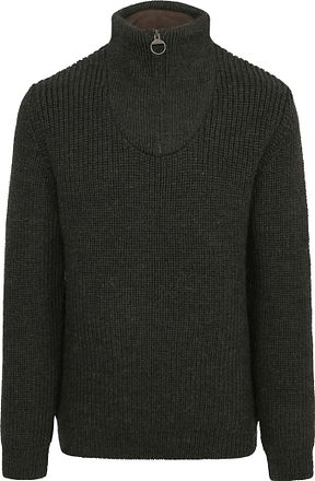 Barbour New Tyne Zip Pullover Wolle Olivgrün