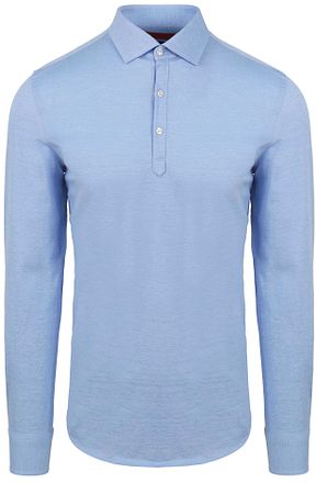Suitable Camicia Långärmad Pikétröja i Ljusblå