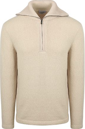 Suitable Deep Zip Pullover kokt ull - Ecru