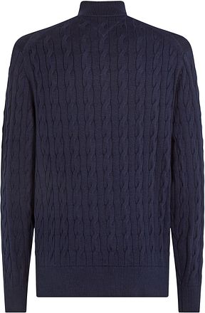 Tommy Hilfiger Half Zip Pullover Kabelstickad Marinblå