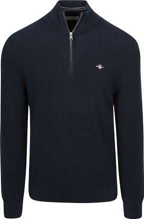 Gant Half Zip Genser Micro Textured Marine