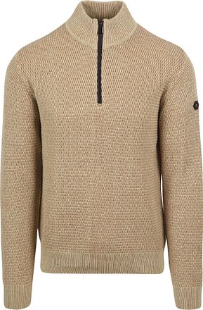 No Excess Half Zip Pullover Structure Melange Beige