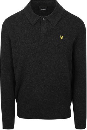 Lyle & Scott Langarmet Poloskjorte Lammeull Svart