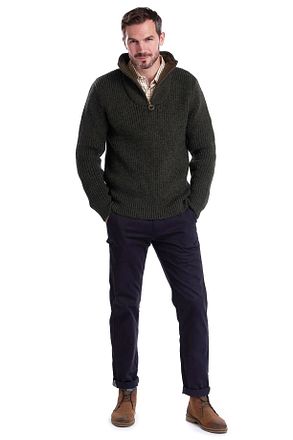 Barbour New Tyne Zip Pullover Wolle Olivgrün