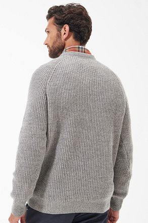 Barbour stickad tröja i lammull, stengrå