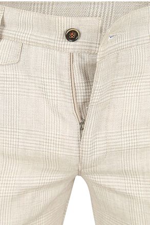 Suitable Chino Linen Blend Checks Beige