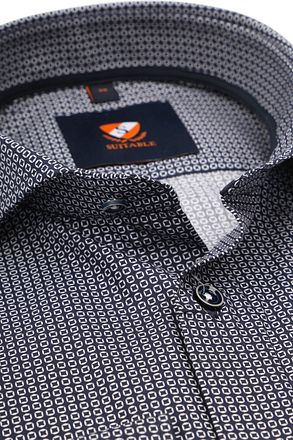 Suitable Skjorte Twill Print Navy