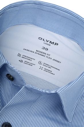 Olymp Luxor Overhemd 24/Seven Print Blauw