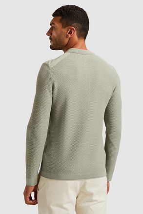 Cast Iron Polo Manches Longues Demi-Zip Structure Vert Clair