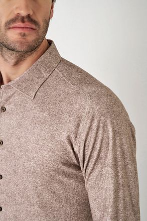 Desoto Chemise en Flanelle Beige Chiné