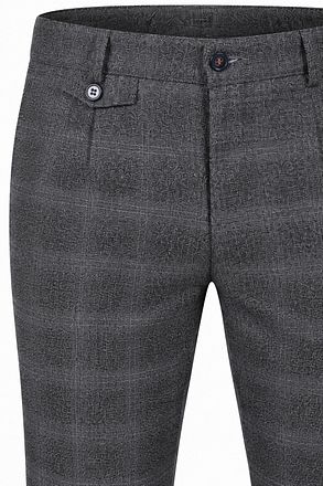 Suitable Pico Pleat Chino Check Grey