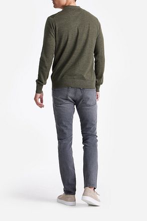 King Essentials The Robert langærmet poloshirt i merinould – armygrøn