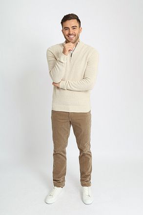 Suitable Half Zip Pullover Boiled Wool Ecru