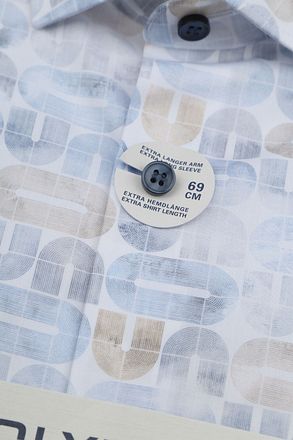 Olymp Level 5 Shirt Stretch Extra Long Sleeves Print Light Blue