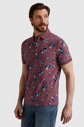 Vanguard Polo Shirt Piqué Flowers Dark Pink
