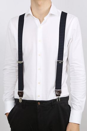 Profuomo Suspenders Navy-White