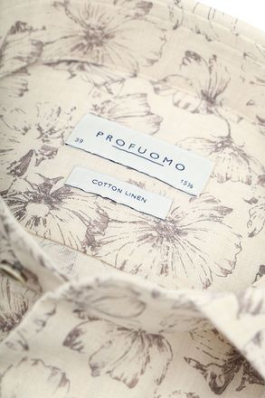 Profuomo Shirt Floral Print Beige