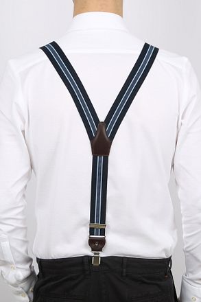 Profuomo Suspenders Navy-Lightblue