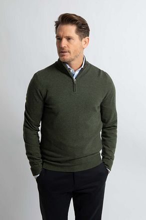 Steppin' Out Half Zip Pullover Merino Wool Olive Green