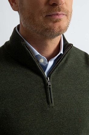 Steppin' Out Half Zip Pullover Merino Wool Olive Green