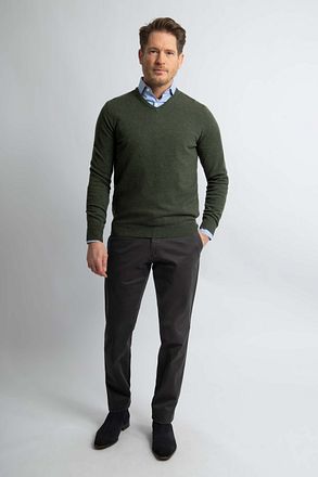 Steppin' Out Pullover V-Neck Merino Wool Olive Green