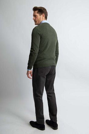 Steppin' Out Pullover V-Neck Merino Wool Olive Green