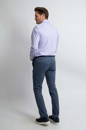 Steppin' Out Slim Fit Rutete Skjorte Blå-Rød