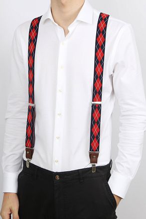 Suitable Luxe Suspenders Checks Red
