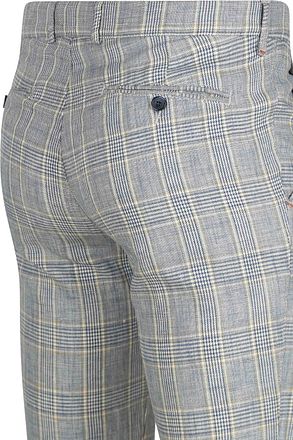 Suitable Chino Linen Blend Ruiten Blauw