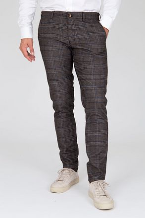 Suitable Chino Pico w kratę brązowe z Emiel