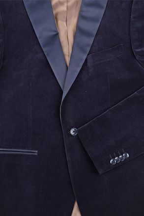 Suitable Smoking Blazer Velvet Marine