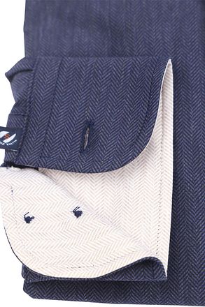 Suitable Herringbone Shirt Navy