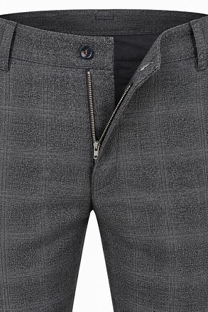 Suitable Pico Pleat Chino Check Grey