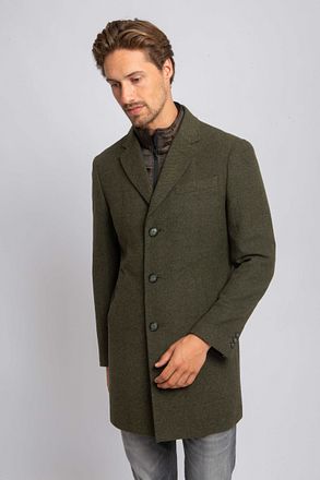 Suitable Coat Wol Twill Donkergroen