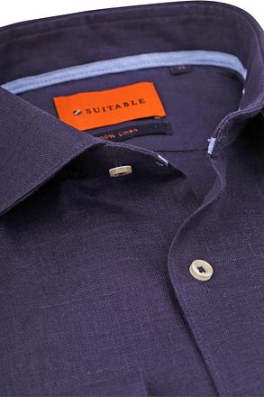 Suitable Overhemd Linnen Navy