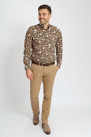 Suitable Skjorta Paisley Grön Beige