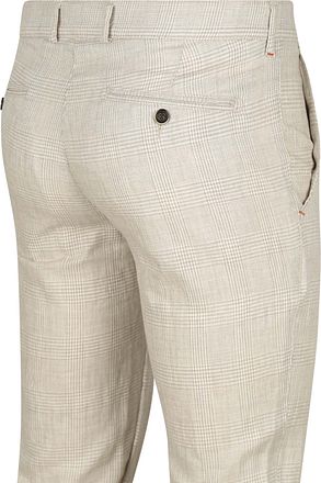 Suitable Chino Linen Blend Checks Beige