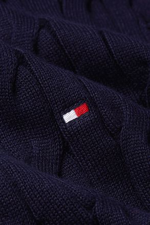 Tommy Hilfiger kabelstrikket genser med halvglidelås i marineblå