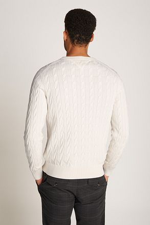 Tommy Hilfiger Kabelstickad Tröja Off White