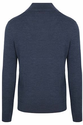 Suitable Merino Half Zip Trui Denim Blauw