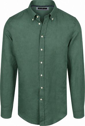Steppin' Out Overhemd Linen Cotton Donkergroen