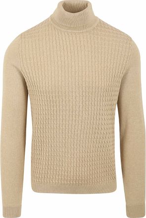 Suitable kabelstickad polo, beige