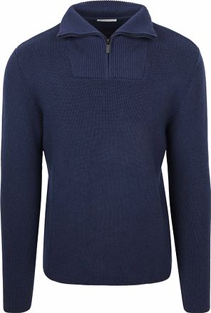 Knowledge Cotton Apparel Wollpullover Half Zip Marine
