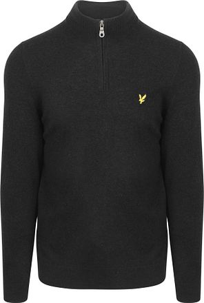 Lyle & Scott Halvveis Glidelås Genser Lamull Svart