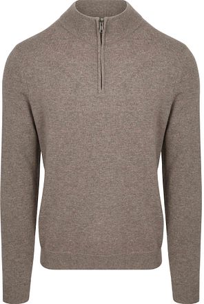 Steppin' Out Genser med Halv Glidelås i Merinoull Taupe