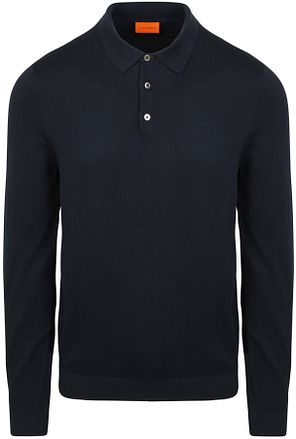 Suitable Polo Manches Longues Flat Knit Marine