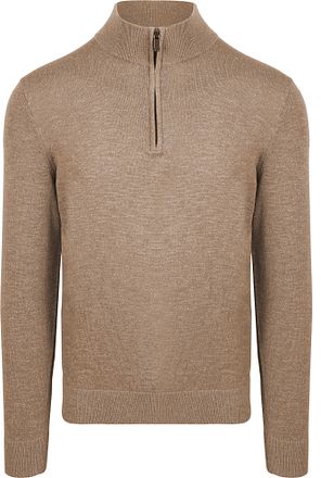 Suitable Slub Yarn Pull Demi-Zip Beige