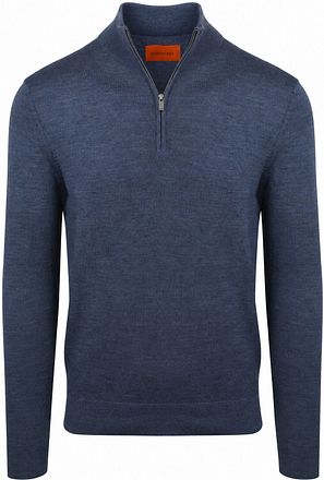 Suitable Merino Half Zip Pullover Denim Blau