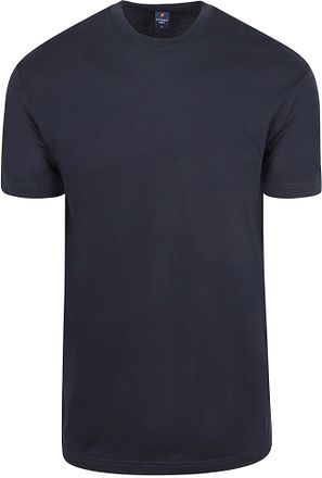 Suitable Obra T-Shirt Hoge Ronde Hals Navy 2-Pack